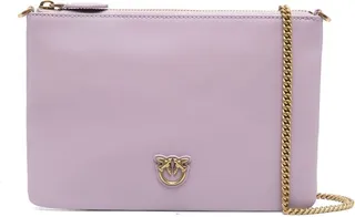 'flat Love Bag' Lavender Purple Shoulder Bag With Logo Patch In Smooth Leather Woman