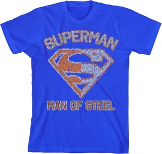 Superman Man of Steel Two Tone Logo Boy’s Royal Blue T-shirt-M