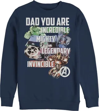 Men's Marvel Dad You are Incredible Mighty Legendary Invincible Sweatshirt - Navy Blue - 2X Large