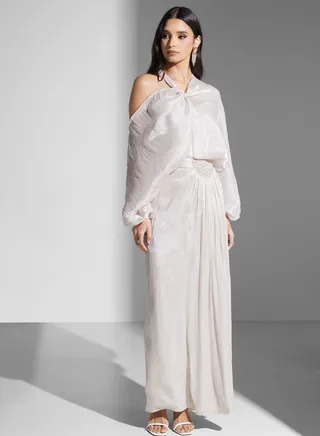 One Shoulder Twist Neck Detailed Dress