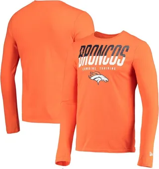 Men's New Era Orange Denver Broncos Combine Authentic Split Line Long Sleeve T-shirt