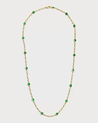 18K Yellow Gold Diamond and Emerald Necklace