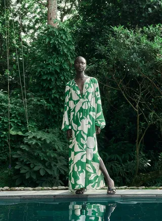 Balloon Sleeve Printed Dress
