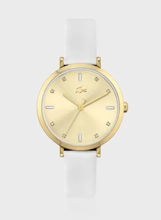 Geneva Leather Strap Analog Watch