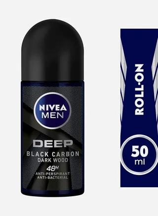 Men Deep Black Carbon Antiperspirant Antibacterial Roll On, 50ml