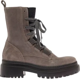 Brunello Cucinelli Lug Sole Lace-Up Boots