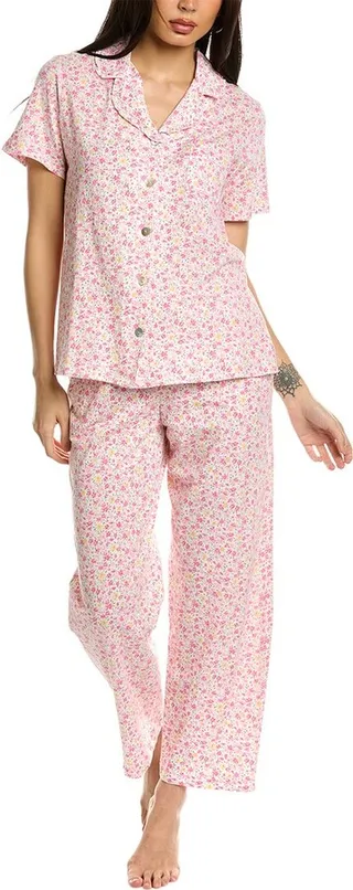 Carole Hochman 2pc Notch Collar Pajama Pant Set