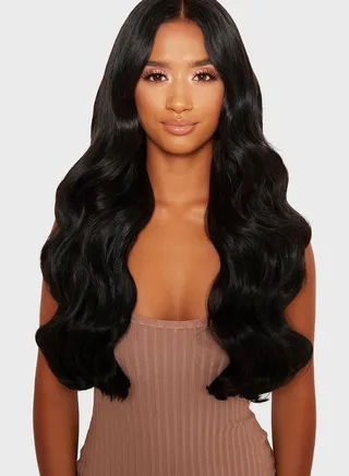 Natural Wavy 22 Inch 5 Piece Clip In Extensions - 4 Dark Brown Color