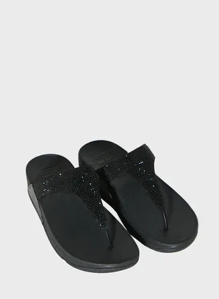 Crystal Toe Post Wedge Sandals