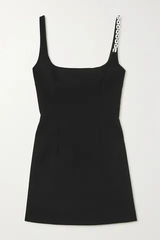 Christopher Kane - Crystal-embellished Wool-crepe Mini Dress - Black