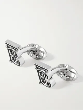 Palladium-Plated and Enamel Cufflinks