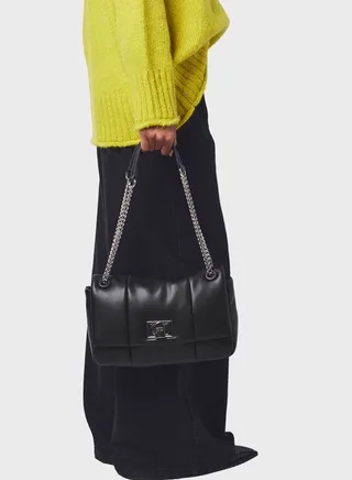 Quilted Logo Detailed Flap Over Crossbody