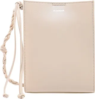 Leather shoulder bag with logo print