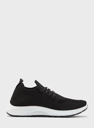 Coloured Sole Lace Up Knit Sneaker