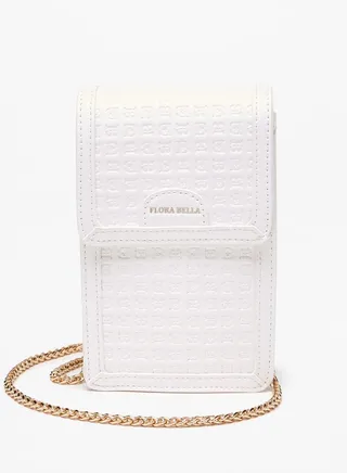 Women Monogram Embossed Crossbody Bag With Chain Strap