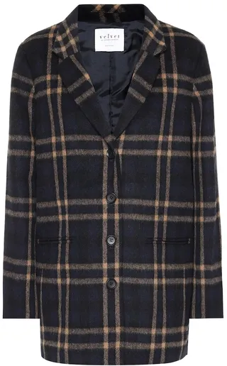Jasmann plaid wool-blend coat