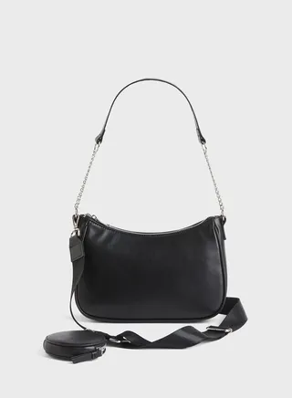 Top Handle Zip Over Shoulder Bag