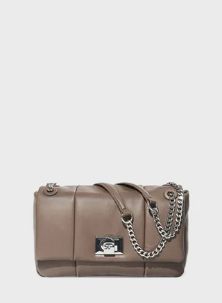 Quilted Logo Detailed Flap Over Crossbody