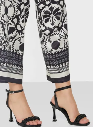 Ruched Strap Diamante Heel Trim Sandal