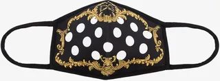 Black Baroque Polka Dot Print Face Mask