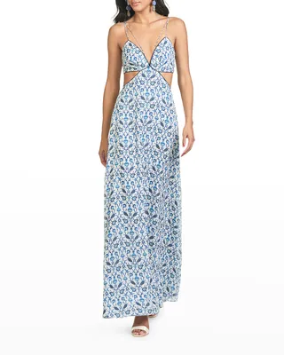 Heather Deep V-Neck Cutout Gown