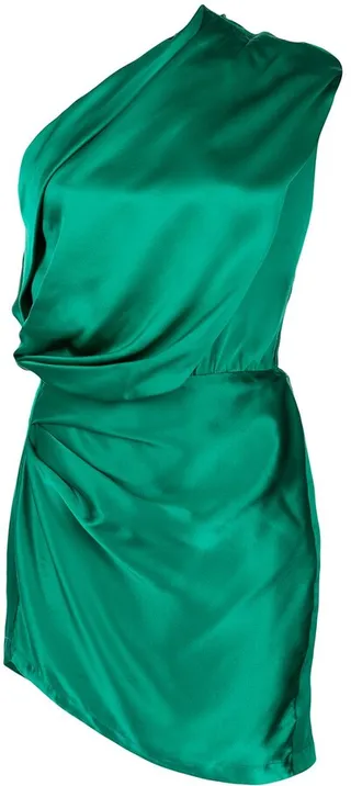 Satin Asymmetric Mini Dress