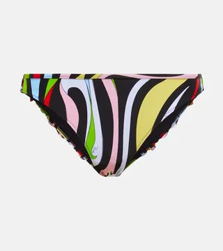 Printed ruffled bikini bottoms