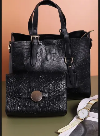 Textured Office Hand Bag Combo Set with Zip Lock For Women