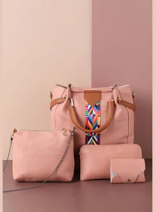 Solid Office Hand Bag Combo Set with Zip Lock For Women