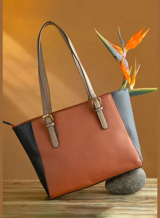 Solid Oversized Shopper Hand Bag with Zip Lock