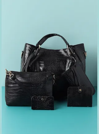 Textured Office Hand Bag Combo Set with Zip Lock For Women
