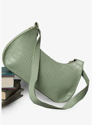 Textured Casual Regular Shoulder Bag with Zip Lock For Women