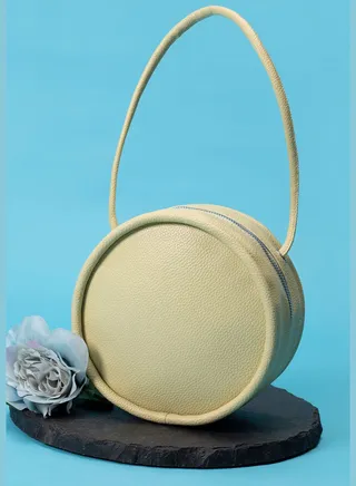 Solid Zip Lock Hand Bag with Round Shape