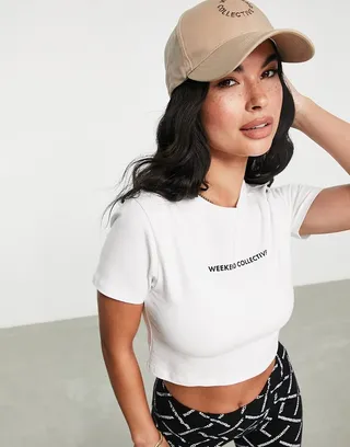 ASOS Weekend Collective shrunken t-shirt in white