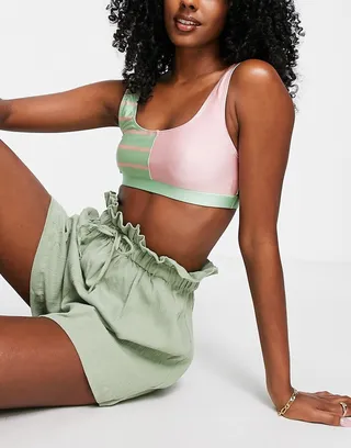 Topshop block stripe bikini tank top in multi