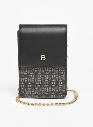 Women All-Over Monogram Print Crossbody Bag with Chain Strap