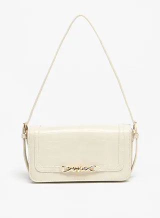 Women Textured Shoulder Bag with Button Closure