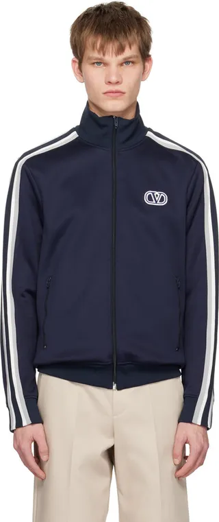 Valentino Navy Zip-Up Sweater