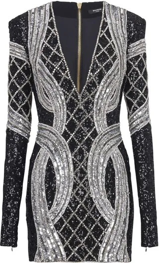 Silver All-Over Embroidered Dress