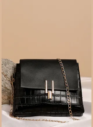 Textured Casual Regular Sling Bag with Push Lock For Women