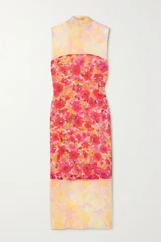 Dries Van Noten - Layered Floral-print Silk-georgette Midi Dress - Pink