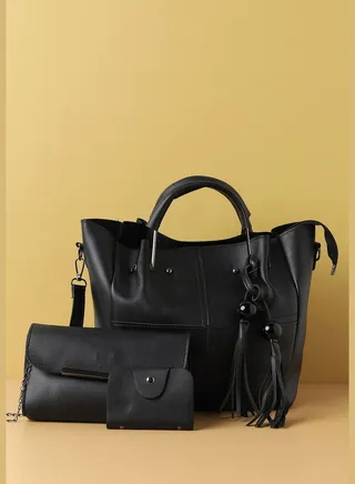 Textured Office Hand Bag Combo Set with Zip Lock For Women