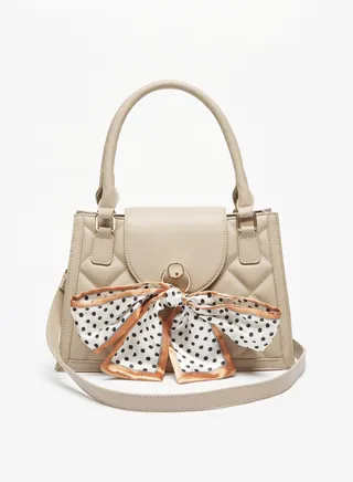 Quilted Tote Bag with Bow Detail By Shoexpress