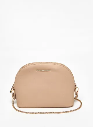 Women Textured Crossbody Bag with Detachable Chain Strap