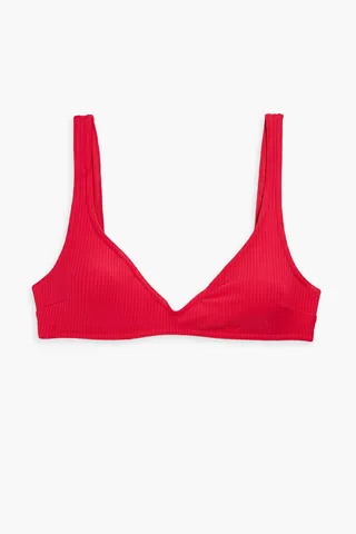 Ribbed triangle bikini top