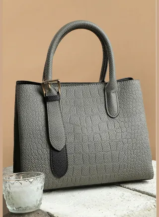 Textured Hand Bag with Zip Lock
