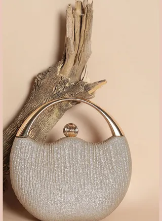 Textured Party Mini Hand Bag with Push Lock For Women