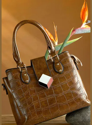 Textured Hand Bag with Zip Lock