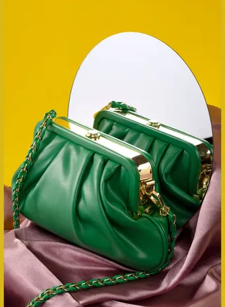 Solid Push Lock Duffel Bag with Chain Strap