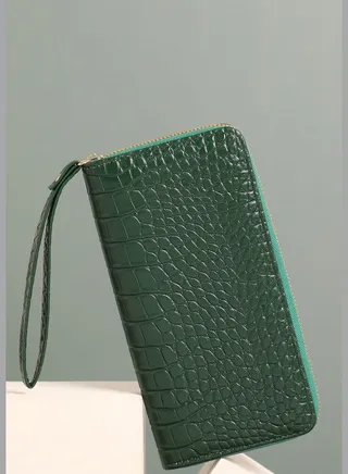 Textured Casual Regular Wallet with Zip Lock For Women